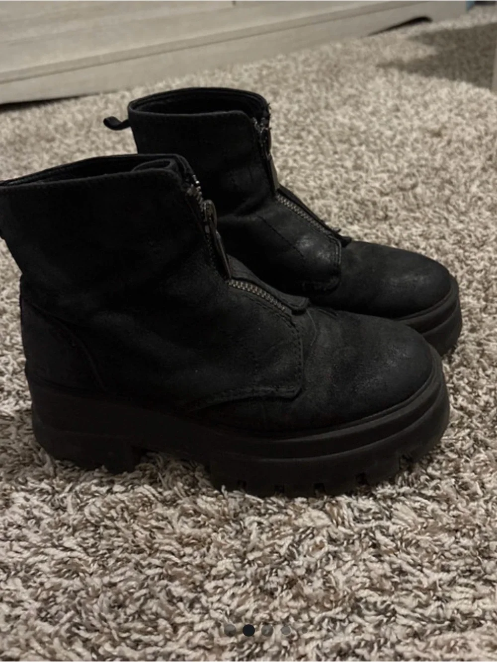 Gianni Bini Black Front-Zip Platform Ankle Boots
